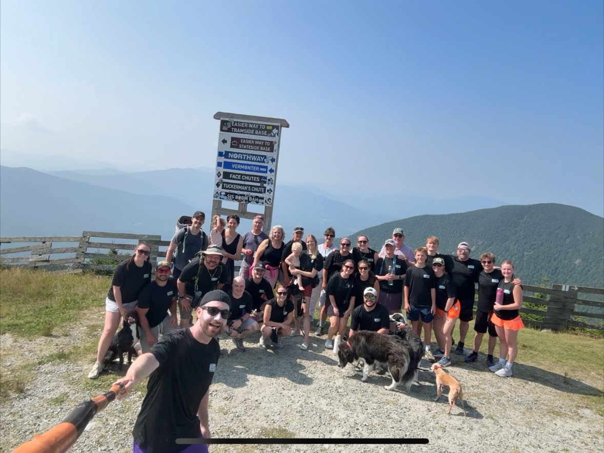 Hipster Vermont group photo at the summit after the annual hike